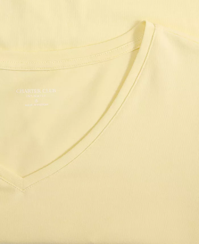 Women's Solid V-Neck Short-Sleeve Sleepwear Top - thumbnail 2