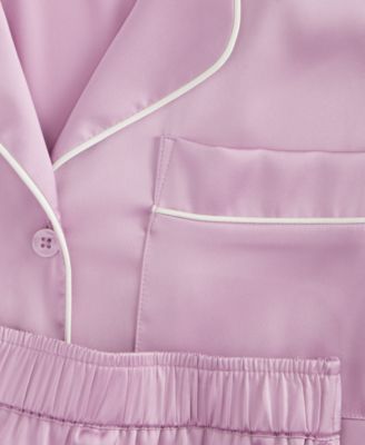 Women's Stretch Satin Short-Sleeve Pajama Set