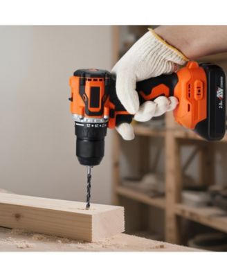 Cordless Drill Driver Kit, 1/2" Metal Chuck, Brushless Motor, Dual-Speed Variable, Battery & Charger, Tool Box Included