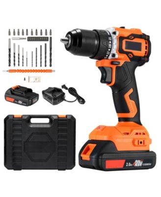 Cordless Drill Driver Kit, 1/2" Metal Chuck, Brushless Motor, Dual-Speed Variable, Battery & Charger, Tool Box Included