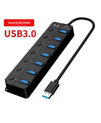 USB 3.0 Hub with 7 Ports - Notebook External Mouse, Keyboard, and USB Flash Drive Connector with Switch, 1.5m Cable