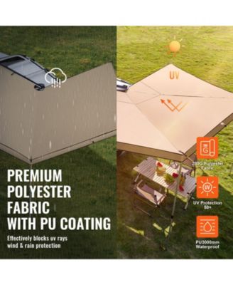 270 Degree Vehicle Awning, Retractable Car Side Awning, 8.2' Height, PU3000mm UV50+ with Waterproof Storage Bag