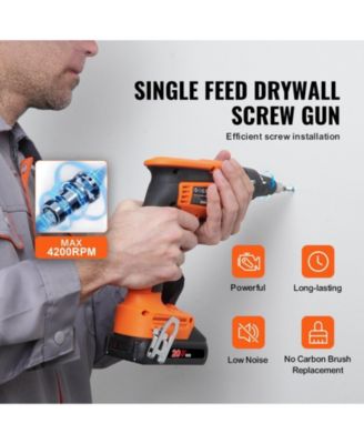 20V Max Brushless Drywall Screw Gun, 4200RPM Cordless Drywall Screwgun Kit with 2 Batteries, Charger, Belt Clip & Tool Bag