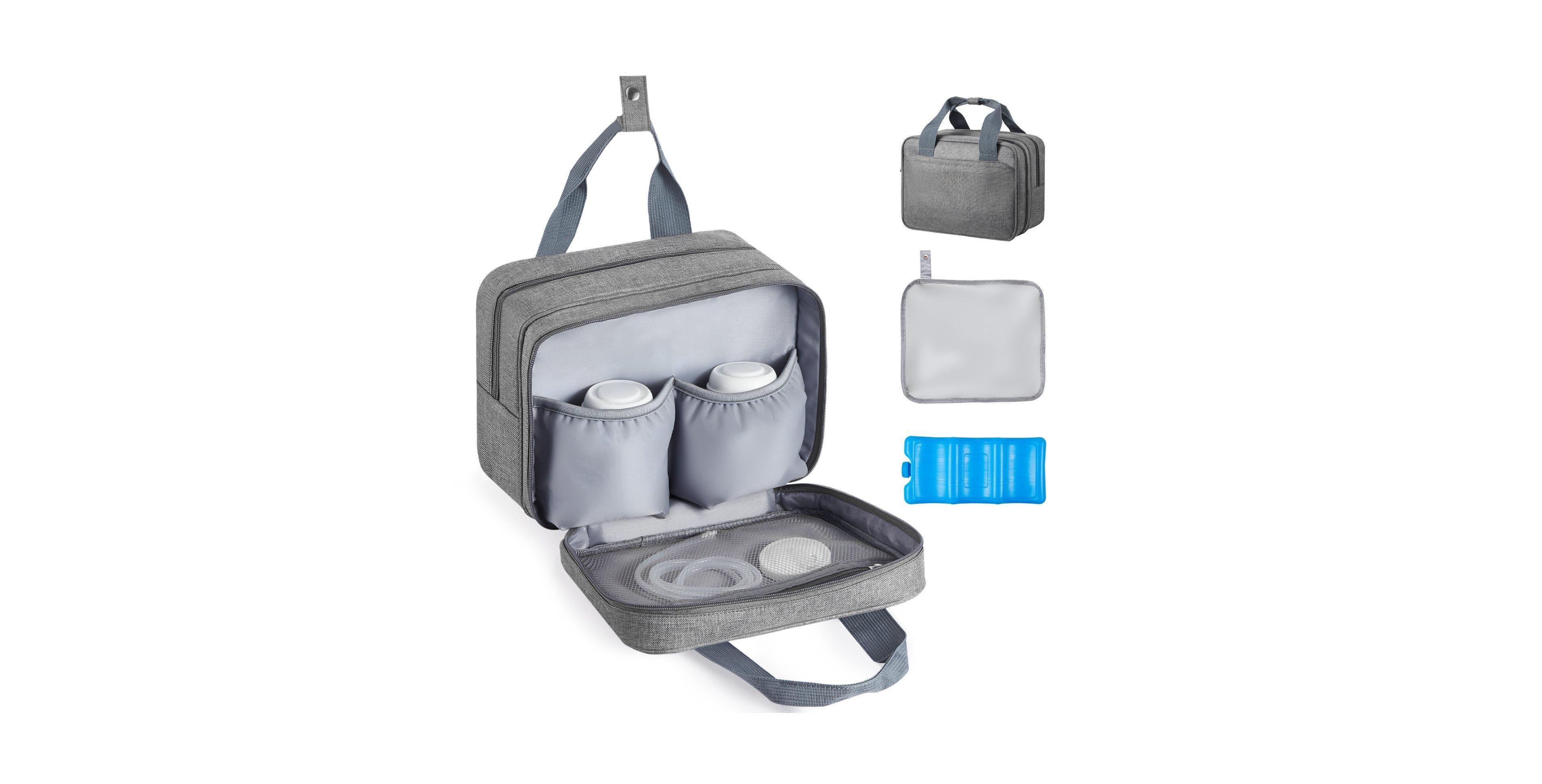 Mecale Wearable Breast Pump Bag with Ice Pack, Fits M5/M6, Storage for Pump Accessories & Breastmilk, Portable Carrying Case, Grey