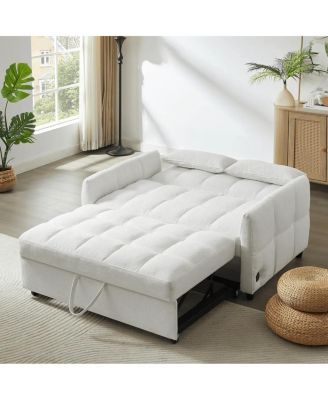 52.8'' USB Convertible Sleeper Sofa Bed with Adjustable Backrest