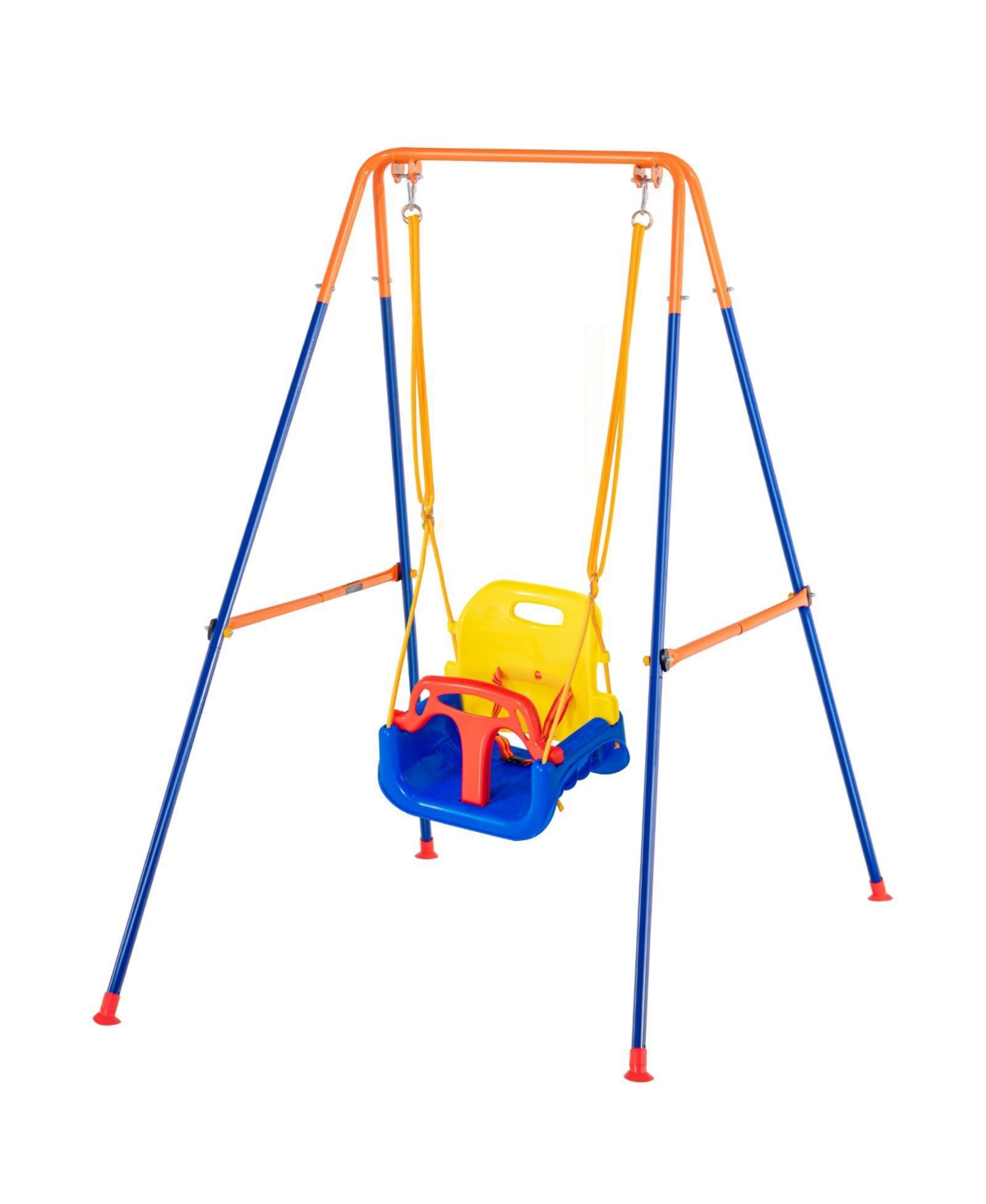 Mecale 3-in-1 Toddler Swing Set with 4 Sandbags, Foldable Metal Stand, Easy to Assemble, Indoor and Outdoor Swing Set for Kids