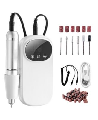 Rechargeable Nail Drill, 35,000RPM Cordless Nail E-File with LCD Display, 6 Bits & 50 Sanding Bands, Manicure Pedicure Tool