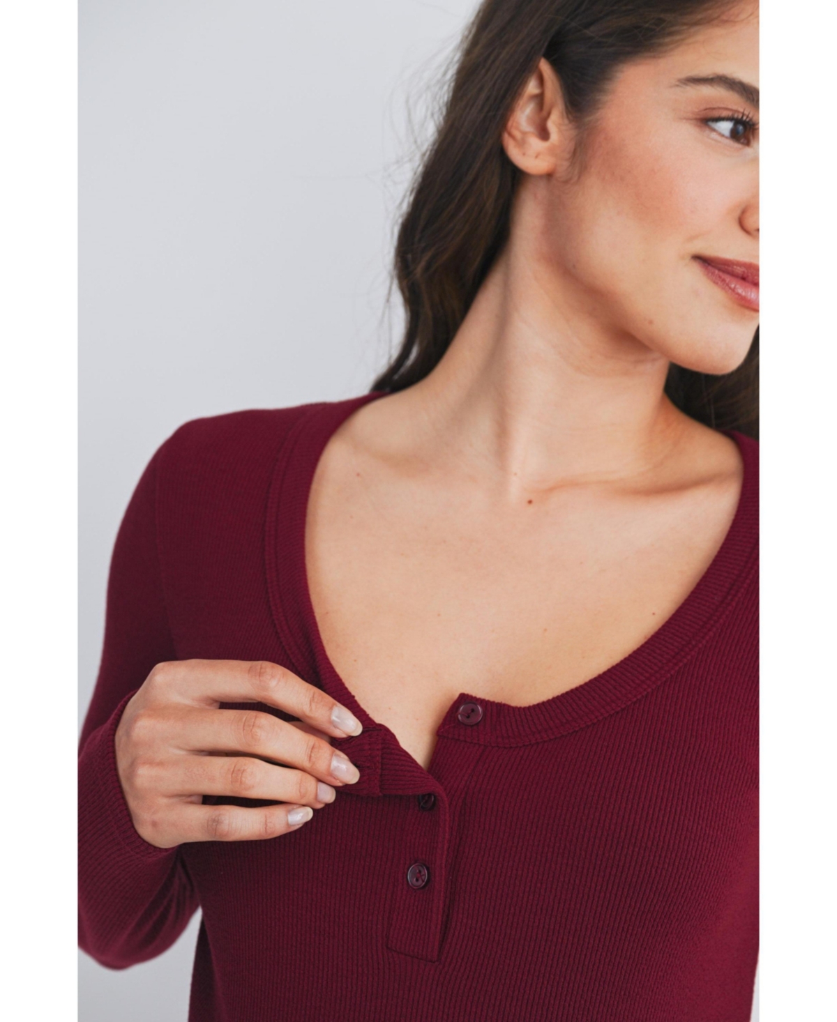 Hello Miz Womens Henley Long Sleeve Maternity Nursing Top