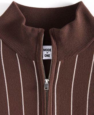 Men's Relaxed-Fit Long-Sleeve Stripe Quarter-Zipper Sweater