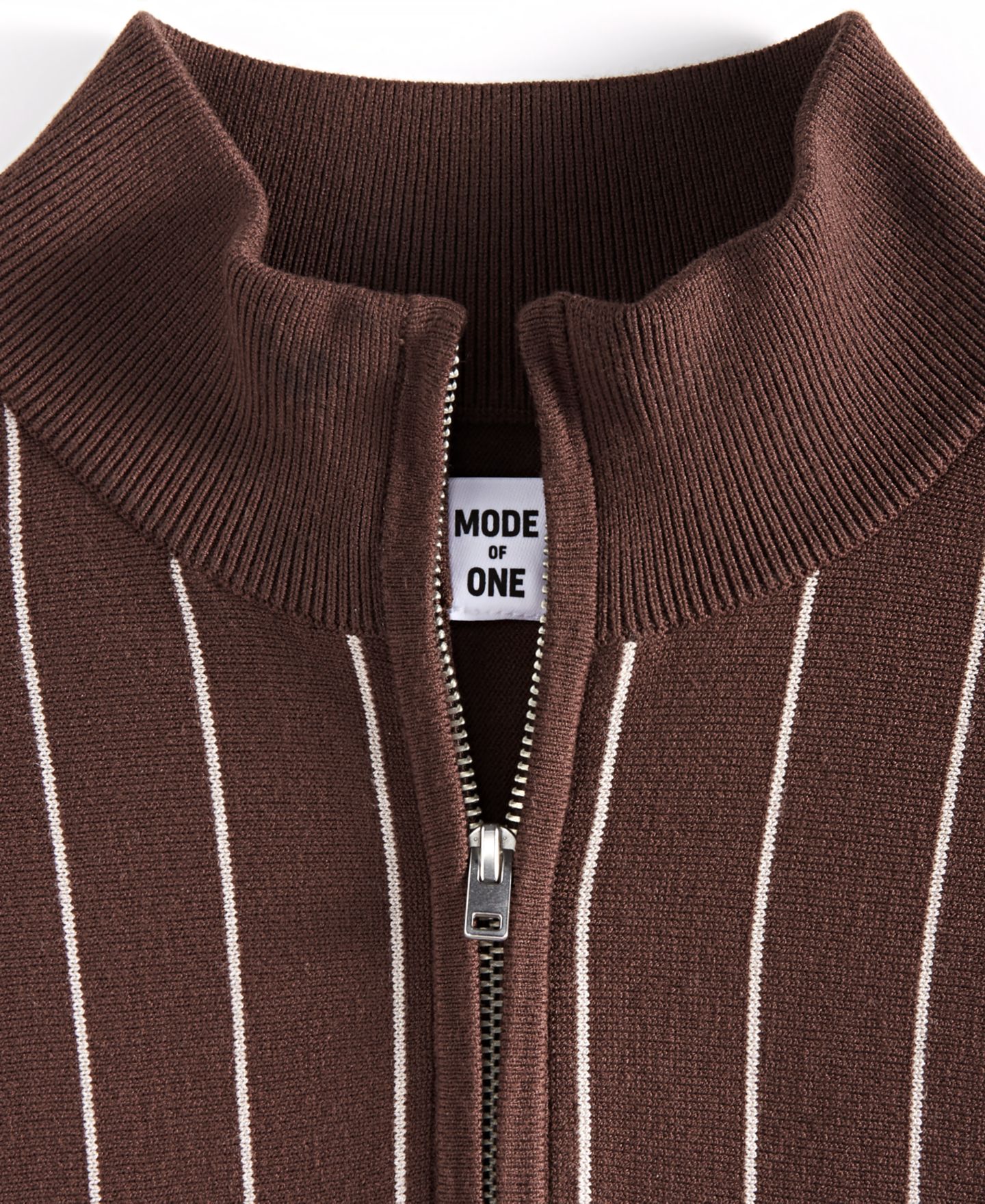 Мужской свитер Mode of One Relaxed-Fit Long-Sleeve Stripe Quarter-Zipper, цвет: Chicory Coffe — фото 4