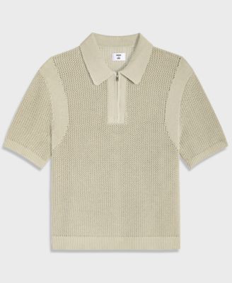 Men's Relaxed-Fit Short-Sleeve Zipper Sweater Polo Shirt