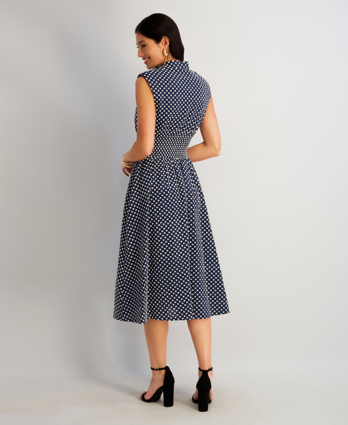 kensie Women's Embroidered Cotton Midi Dress