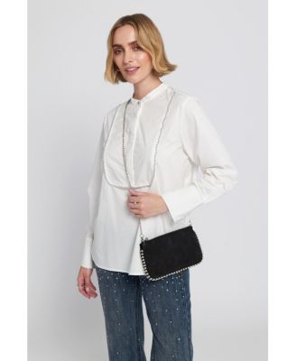 Silver Trimmed Wallet On Chain Clutches Bag