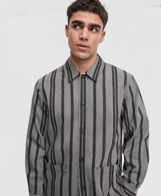 Men's Relaxed-Fit Striped Overshirt