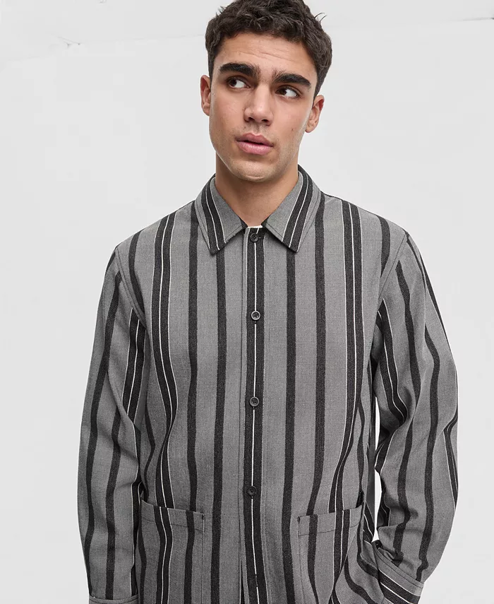 Men's Relaxed-Fit Striped Overshirt - thumbnail 7