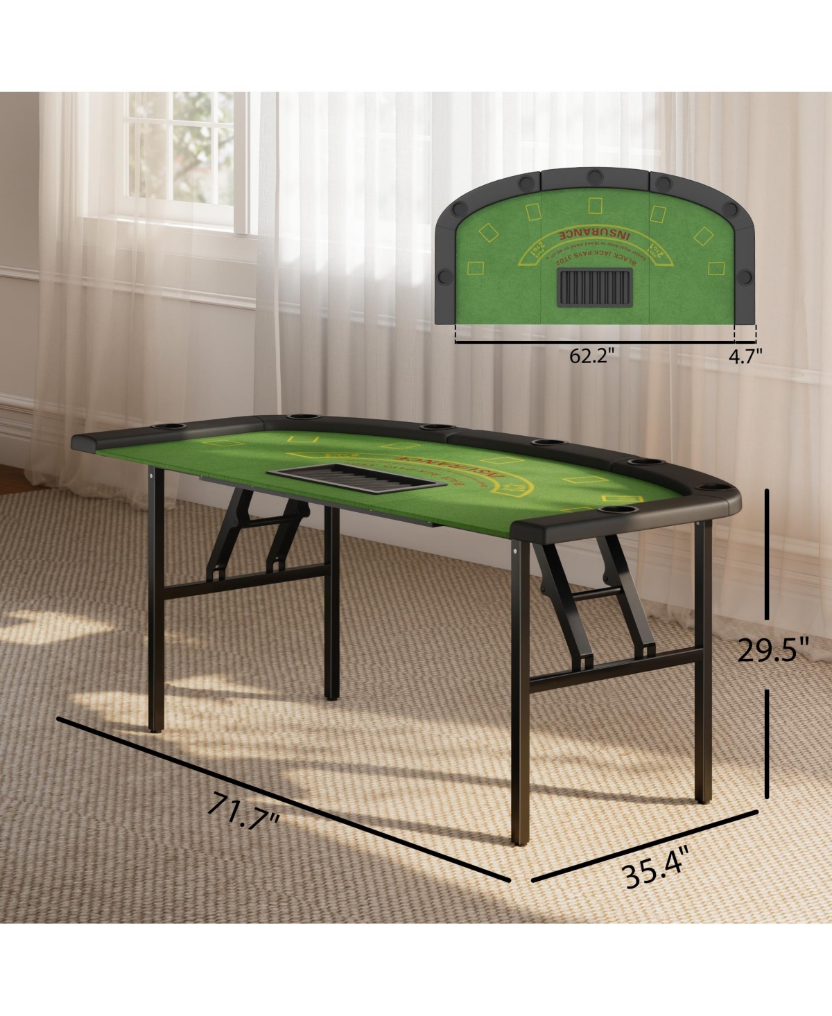 Soozier 72" Foldable Poker Table, Portable 8-Player jack Table
