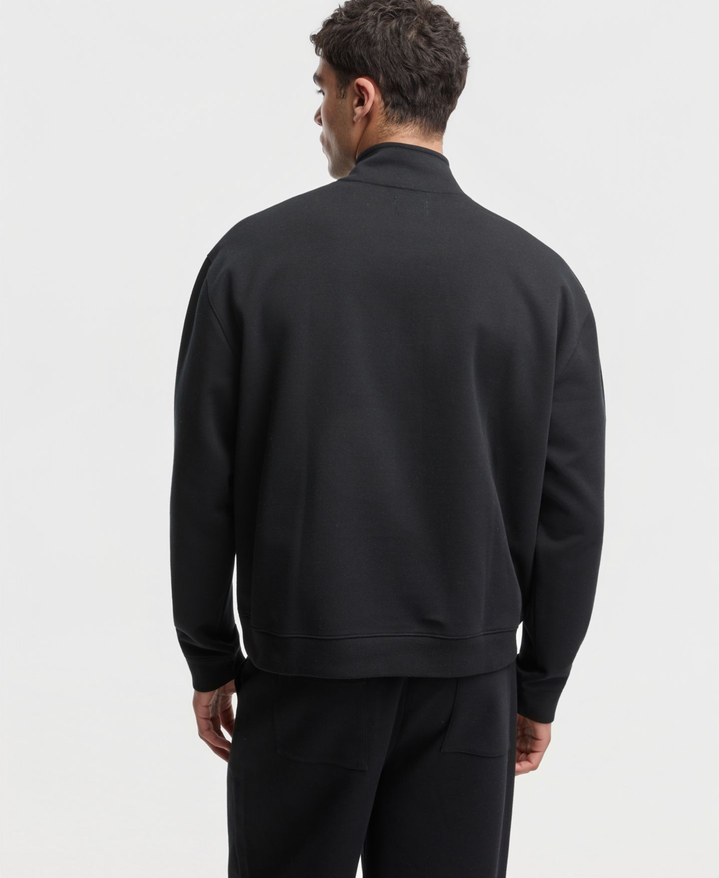 Мужской свитер Mode of One Relaxed-Fit Quarter-Zipper, цвет: Глубокий чёрный — фото 4