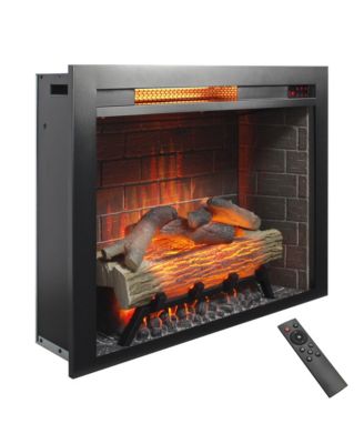 28 inch Infrared Electric Fireplace Insert, Touch Panel Home Decor Heater, Smokeless Firebox With fixed Trim Kit
