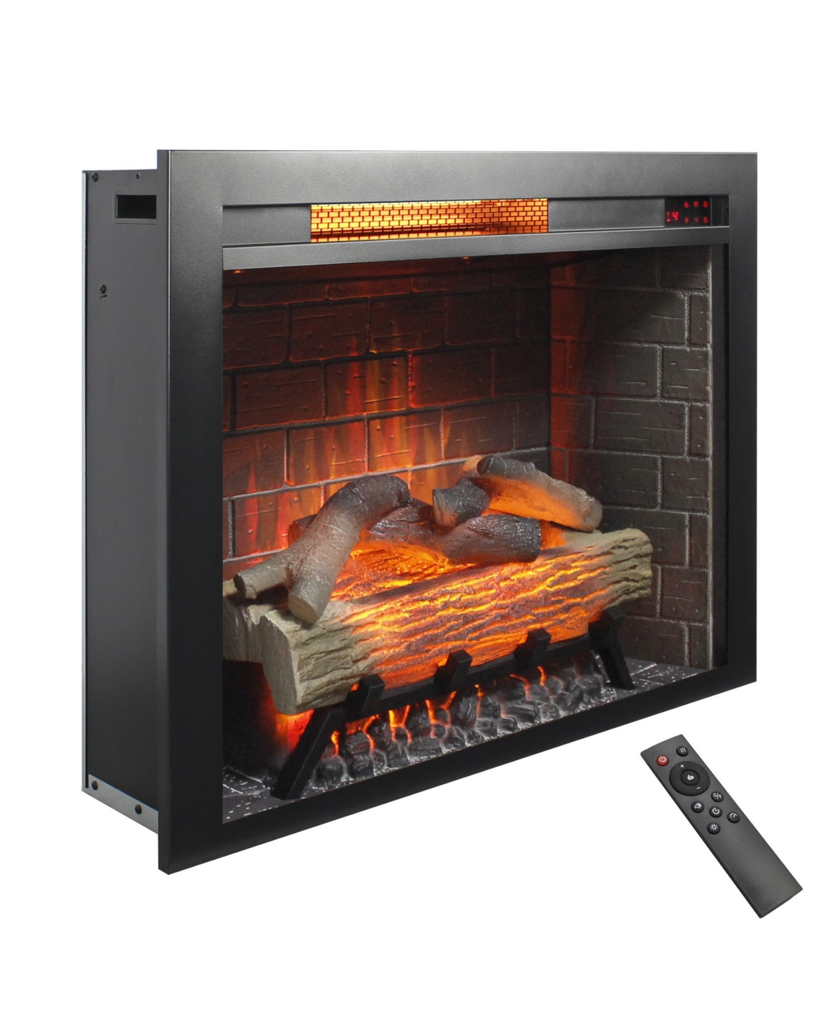 Clihome 28 inch Infrared Electric Fireplace Insert, Touch Panel Home Decor Heater, Smokeless Firebox With fixed Trim Kit