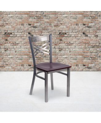 2 Pack Clear Coated "X" Back Metal Restaurant Chair