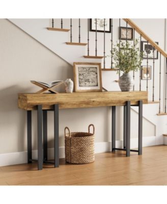 63-Inch Console Table for Entryway, Industrial Behind Couch Table with Black Metal Frame, Minimalist Sofa Table for Living Room