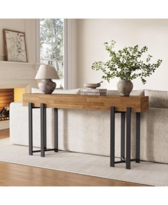63-Inch Console Table for Entryway, Industrial Behind Couch Table with Black Metal Frame, Minimalist Sofa Table for Living Room