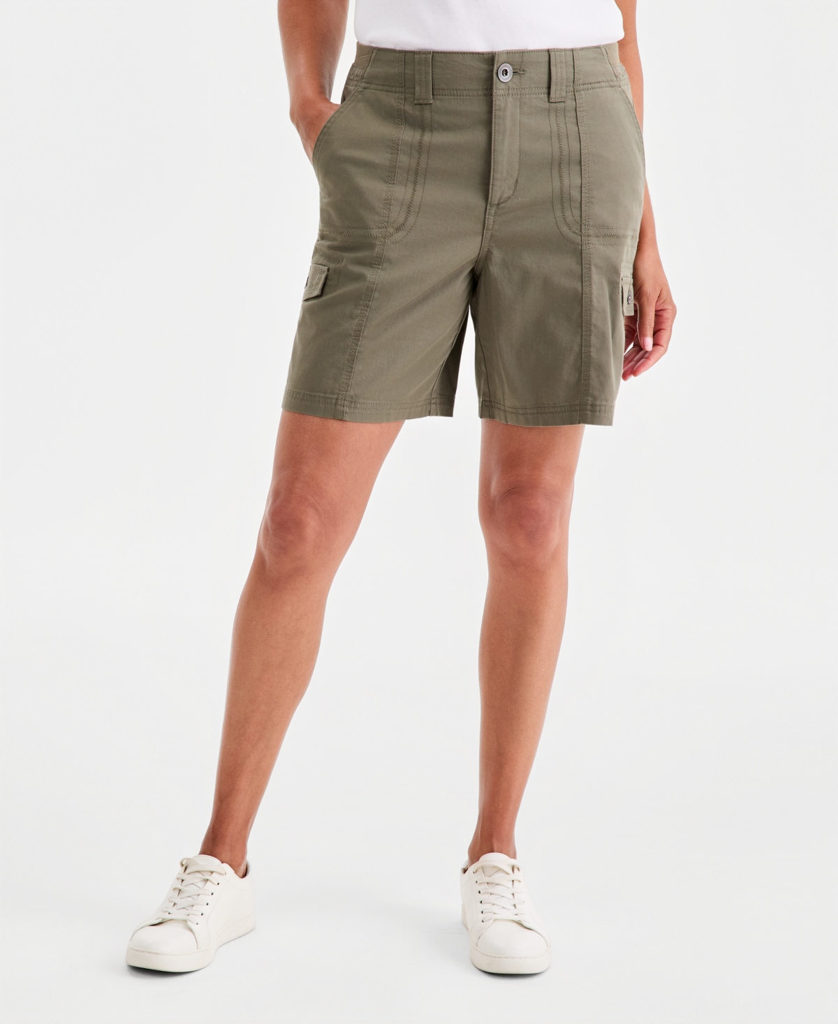 Style & Co Women's Petite Mid-Rise Comfort-Waist Cargo Shorts, Macy's Exclusive