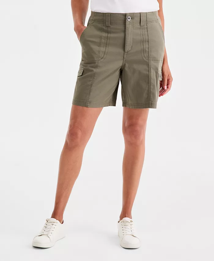 Women's Mid-Rise Comfort-Waist Cargo Shorts - thumbnail 7