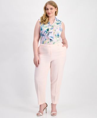 Plus Size Classic Press-Pleat Straight-Leg Pants 