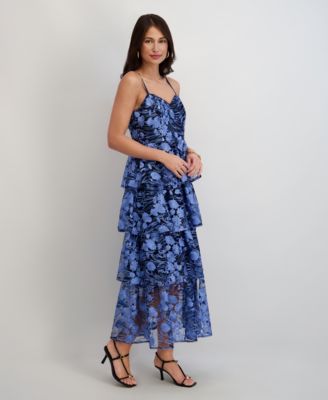 Women's Embroidered Mesh Sleeveless Maxi Dress