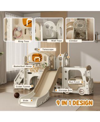 Toddler 9 in 1 Slide Ages 1-6 with Car Design,