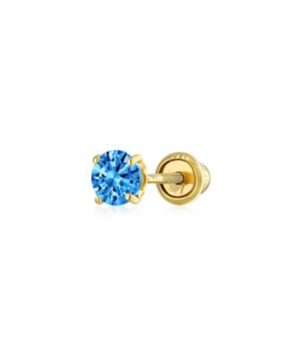 Tiny 3MM Solitaire CZ Cartilage 1 Stud Earring 14K Gold Screwback