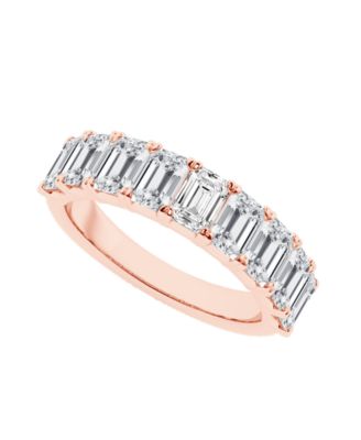 Badgley Mischka Lab Grown White Diamond 9 Stone Emerald Band Ring 3 ct tw in 14k White Gold - Rose Gold 5400$