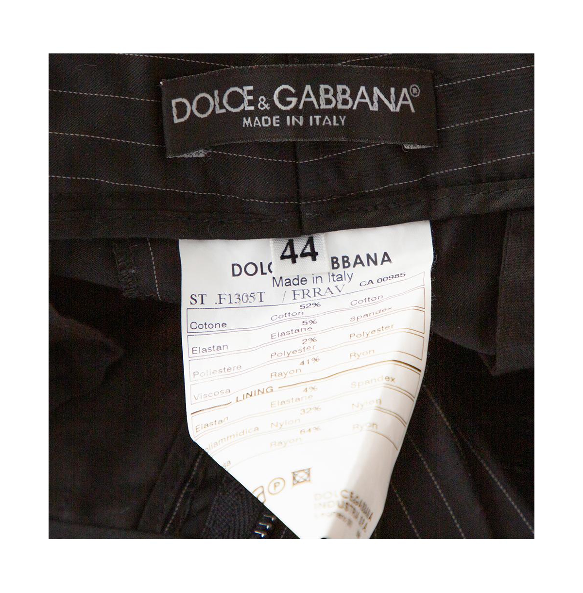 Pre-Owned Dolce & Gabbana Women's Black Pinstriped Cotton Tailored Pants