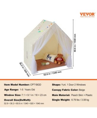 Kids Play Tent, Ages 1-5, Includes Mat & Tent Light, Windowed Indoor/Outdoor Yurt Tent