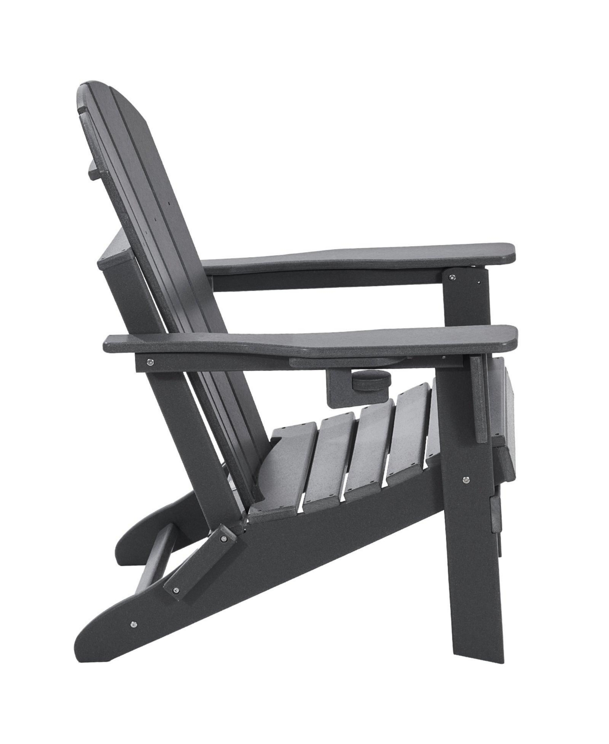 Mecale Set of 2 Plastic Adirondack Chairs, All-Weather Folding Patio Chairs with Cup Holder, Ergonomic Armrests