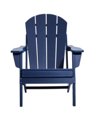 Set of 2 Plastic Adirondack Chairs, All-Weather Folding Patio Chairs with Cup Holder, Ergonomic Armrests