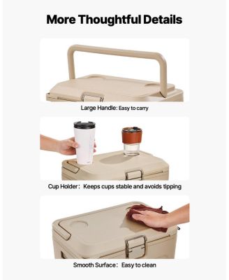 16.5 QT Portable Hard Cooler with Ice Retention, Heavy-Duty Handles and Cup Holder, Insulated Cooler for Short Trips