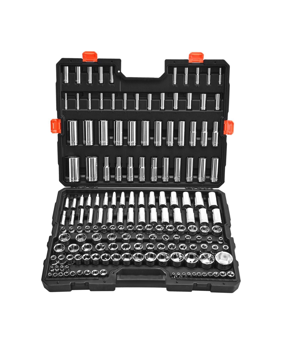 Mecale 163-Piece Socket Tool Set, 1/4" 3/8" 1/2" Drive Sae & Metric, Deep & Standard, Chrome-Plated Cr-v Steel