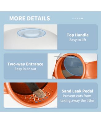 Foldable Two-Way Entry Cat Litter Box with Lid & High Sides, Includes Air Freshener