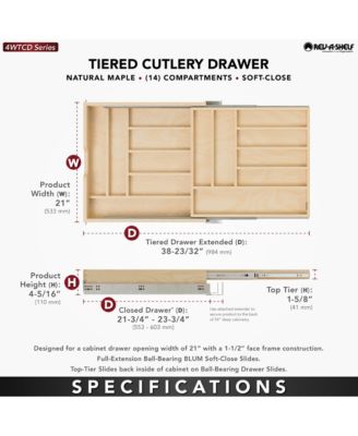 21'' Tiered Cutlery Drawer Organizer with Soft-Close, 4WTCD-24HSC-1