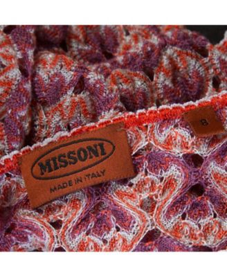 Women's Purple And Orange Perforated Knit Drawstring Detail Top