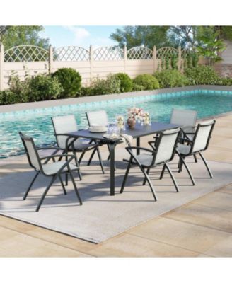 71" Modern Outdoor Dining Table with Umbrella Hole - Aluminum Patio Table, Weatherproof & Rust-Proof Design for Restaurants