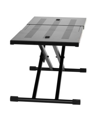 Portable DJ Table Stand, 32"-43" Adjustable Height, 18" Tabletop, Foldable Double-X Keyboard Stand for Laptop and Controller