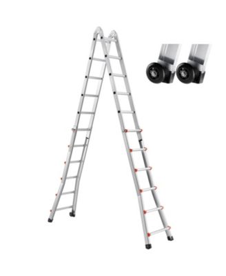 20.5 ft Telescoping A-Frame Ladder, Compact Aluminum Multi-Function Extension Ladder, Collapsible Design, 330 lb Load Capacity
