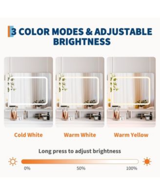 Vanity Set with Mirror and Adjustable Lights, Makeup Vanity Table with Built-in Charging Station, Vanity Desk with 4 Drawers,