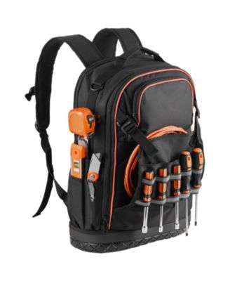 Tool Backpack, 65 Pockets, Heavy-Duty Tool Storage Organizer with Laptop Compartment & Molded Base, Electrician Jobsite Backpack