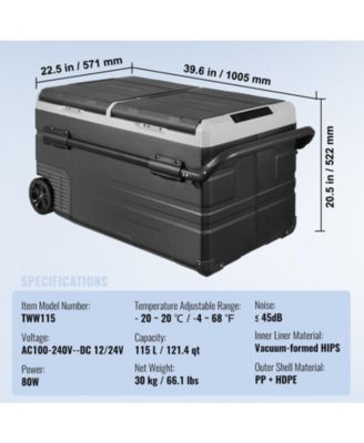 115L Dual Zone Portable Car Refrigerator Freezer, Compressor Cooler for Car or Home