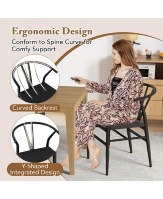 Modern Dining Chair Weave Kitchen Armchairs with Y-Shaped Curved Backrest