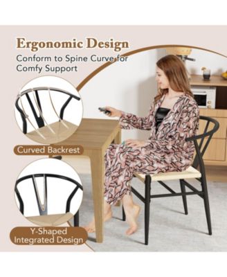 Modern Dining Chair Weave Kitchen Armchairs with Y-Shaped Curved Backrest